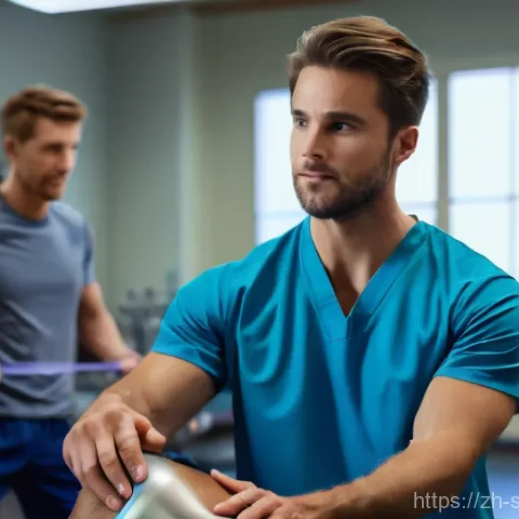 스포츠재활과 운동처방의 차이 - A determined young man in his late 20s, with short, neatly combed brown hair, is diligently performi...