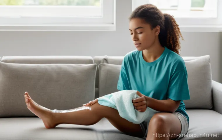 스포츠재활 전문가 인터뷰 콘텐츠 - **Prompt:** A young adult, athletic woman, with a kind and determined expression, gently applying an...