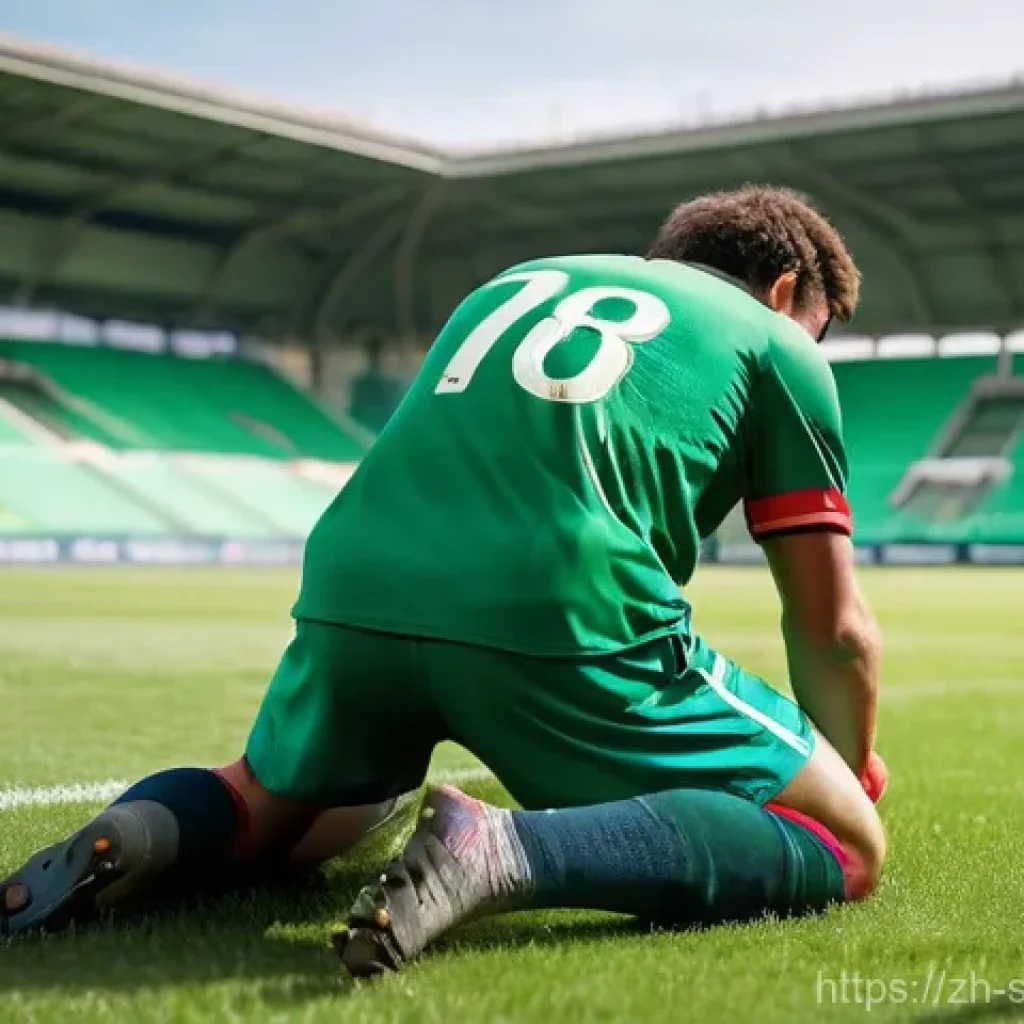 스포츠재활 사례 분석 축구 선수 - **Prompt 1: The Crushing Blow on the Pitch**
A male football player in his mid-twenties, wearing...