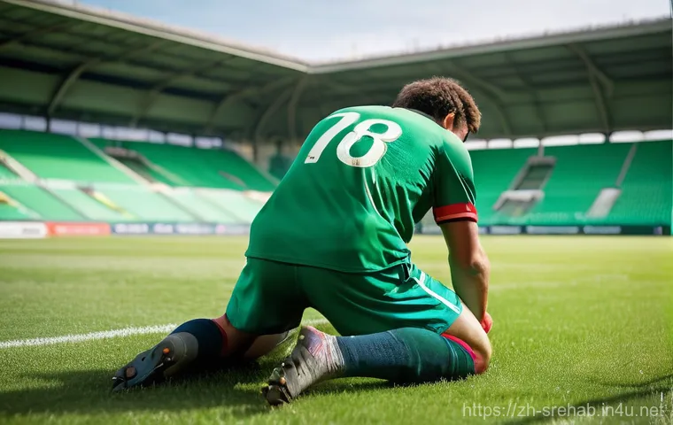 스포츠재활 사례 분석  축구 선수 - **Prompt 1: The Crushing Blow on the Pitch**
    A male football player in his mid-twenties, wearing...