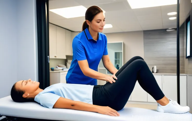 스포츠재활 실기 준비 가이드 - **Prompt: Empathetic Sports Rehabilitation Therapist Explaining Treatment**
    A male sports rehabi...